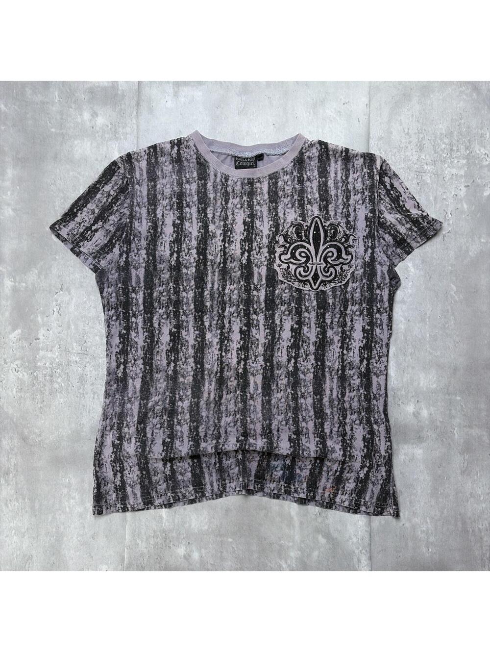 Y2K Purple Rock & Roll Cowgirl Grunge Gothic Striped Skater T-Shirt